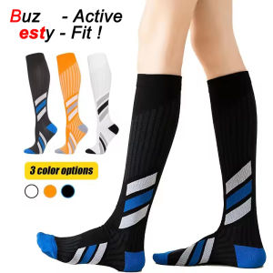 Buzesty 1Pair Compression Socks for Women &Men Circulation 20-30 mmHg Best High Compression Stockings for Running Athletic Travel Flight