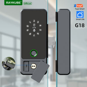 New RAYKUBE G18 Tuya Bluetooth Smart Glass Lock Fingerprint Electronic Digital Lock APP/IC Card/Password Unlock For Glass Door