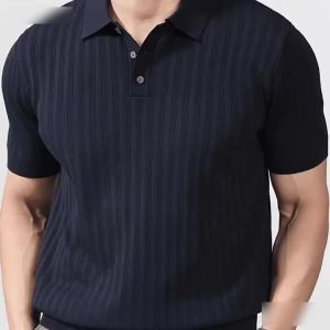 Cool and Stylish Mens Ice-Cold Silk Knitted Polo Shirt for Summer Trendy Brand Polo Shirt with a Collared Design Perfect for