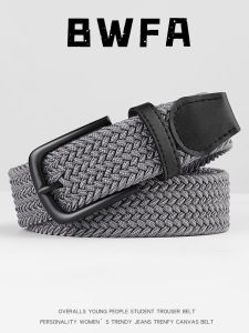 BWFA Tactical Elastic Fabric Belt for Men Casual Style Canvas Belt with Alloy Buckle Single Circle Length 100cm Spring 2024