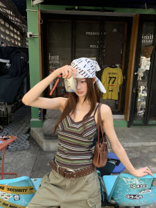Back Beautifying Striped Padded Sleeveless Cropped Tank Top