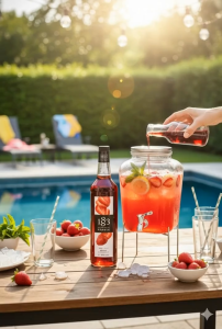 1883 MAISON ROUTIN Strawberry Syrup 1L - Premium French Strawberry Flavor for Beverages & Desserts