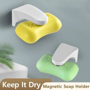 Portable Soap Box Magnetic Soap Holder No Installation Needed Drain Soap Holder for Bathroom Toilet Non-Metal