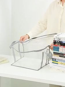 กระเป๋าพับใสเก็บหนังสือ กระเป๋าเก็บหนังสือ กระเป๋าเก็บของแบบใส มีซิป  สามารถโชว์ของ กันฝุ่น กันน้ำ มีซิป เหมาะสำหรับนักเรียน