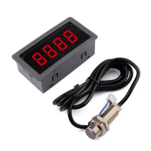 4 Digital Speed Measuring Instrument DC 8-24V LED Tachometer Gauge RPM Speed Meter + Hall Proximity Switch Sensor NPN For Motor