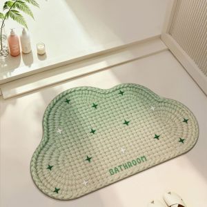 VIKAMA Korean Plaid Text Door Mat Anti-Slip Absorbent Cute Floor Rug For Bathroom Entryway Bedroom Indoor Home Decor