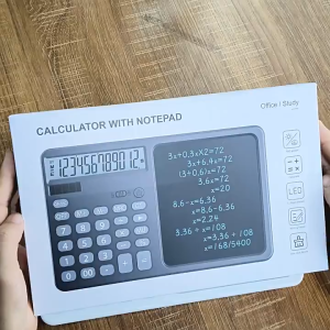 CreativeCrazi 2-in-1 Solar Calculator with 12-Digit LCD Writing Tablet & Stylus Portable Notepad