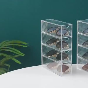 [SG Ready Stock]Sunglasses Storage Box Stackable Acrylic Storage Box/4 Layer Desktop Storage Box/Display Box