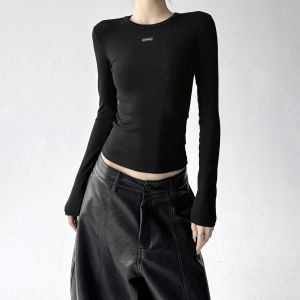 MUYUZI | Tight-Fitting Round Neck Long Sleeve Top