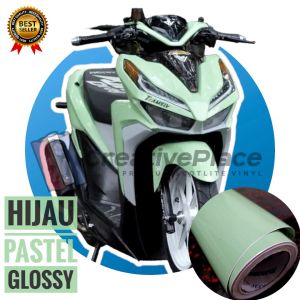 sticker skotlet motor hijau pastel glossy premium / scotlite hijau pastel mengkilat / skotlet hijau muda pastel / skotlet warna pastel
