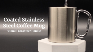 Digiprints PH - QUAFF Sublimation Coated Stainless Steel Coffee Mug with Carabiner Handle 300ml