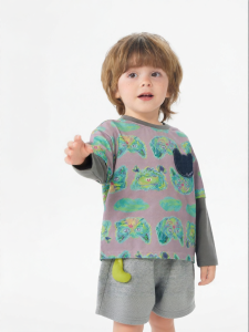 CICIIBEAR | Antibacterial Kids T-Shirts Fake Two-Piece