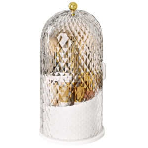 【HOSPORT】Rotating Makeup Organizer Cosmetic Container Dustproof Makeup Display Stand Multi Compartment for Lipstick Makeup Brush【1-3 days delivery】