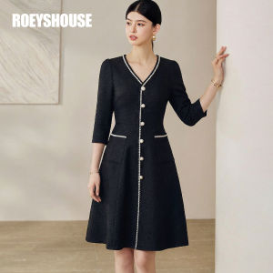Roey s house | Elegant Little Lady Black V-Neck Waist Slimming Dress