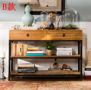American Style Wrought Iron Solid Wood Sideboard Storage Cabinet Showcase Bookcase Shelf Liquor Cabinet Storage Cabinet Chest of Drawers