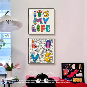 YASISHA | Childrens Room Decorative Art Doodle Cartoon Alphabet Wall Art
