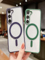 Ultra-Thin Transparent Protective Case for Samsung S25U S23Ultra S22Ultra S24 Simple And Stylish Anti-Fall Magnetic Wireless Charging Full Cover Case for Men And Women. 