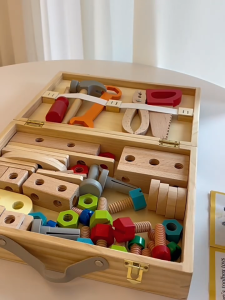 Portable toolbox for children wooden children toolbox preschool education toy children birthday gift