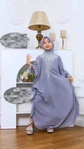 Kaftan Citra Anak 8-10 TH Bahan Ceruty Babydoll Lapis Furing Variasi Manik2 Tidak Dapat Pashmina