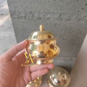 Bokor Hio Lo Tempat Tatakan Tancapan Dupa Buhur Kemenyan Kuningan Warna Kuning 1 pcs