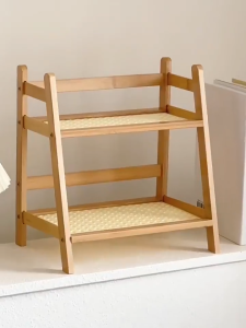 Double-layer Bamboo Storage Rack Plastic Rattan Laminate Multi-purpose Desktop Storage Sturdy And Durable