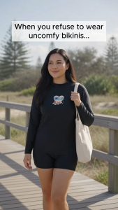 iChubby PLUS Size (3XL) BIG SIZE Nylon Spandex Fabric TERNO Long Sleeve Top and Shorts Rashguard for Women | Swimwear Summer Swimming Rash Guard