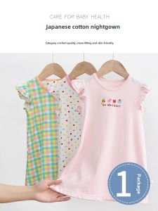 Girl Nightdress Pure Cotton Kids Short Sleeve Pajamas Princess Style Baby Girl Sleeping Dress Cute Thin Dress Summer