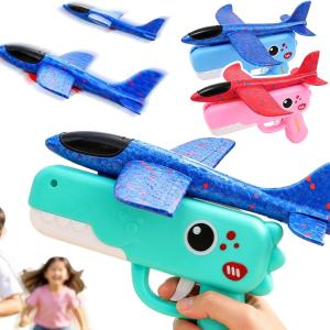 Foam Airplane Launcher Catapult Plane Toy / 10-20m Range & 2 Flight Modes / EPP Safe Foam / for Kids Boys Girls Outdoor Game Gift