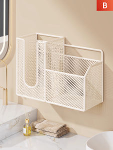 Bathroom Wall-Mounted Face Towel Storage Box No-Punching Rack for Used Face Towel Paper Storage Organizer Metal Material