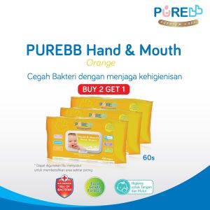 PURE BB HAND & MOUTH ALOE VERA / ORANGE 10s 60s ( 2 +1 ) FOOD GRADE FORMULA TISU BASAH BAYI AMAN JIKA TERTELAN