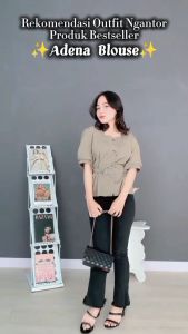 LEONNA ADENA BLOUSE CRINCLE FREE BELT KASUAL WANITA KOREAN STYLE