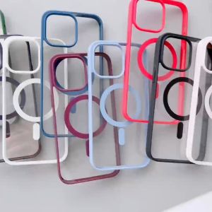 Red magnetic suction case for X XR XS 11 12 13 14 15 Pro Max casing 14 15 7 8 Plus mini SE 11Pro 12mini 13mini 14Plus 15Plus transparent hard case