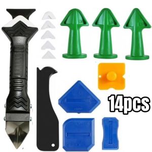 14pcs 5 In 1 Silicone Remover Sealant Smooth Scraper Caulk Finisher Grout Kit Tool Floor Mould Removal Hand Tool Set Accessories