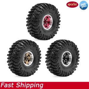 4Pcs 1.0 Aluminium RC Cralwer Beadlock Wheel and Tires Set for 1/24 Axial SCX24 AX24 FCX24 1/18 Traxxas TRX4M Upgrade Parts