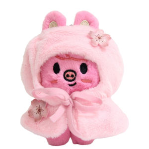 Bandai | New Skzoo Cute Sakura Themed Toy Set With Cloak Shawl Dress Up Figure Bag Keychain Decorative Kawaii Plushie Doll Supplies Gift