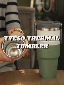 TYESO Thermal Tumbler / Portable Stainless Steel Waterbottle / Flask Cup with Straw / Water Bottle with Handle /FireheartWarrior