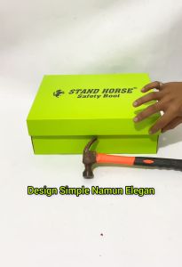 Sepatu Septy Pria Tali Boots Sepatu Safty Cowok Ujung Besi Kulit Asli Safety Shoes Proyek Lapangan