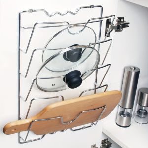 Stainless Steel Pot Lid Organizer Rack For Kitchen Counter Space Saving Storage Solution For Pan Covers And Cookware Lids