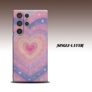rainbow heart layers For Samsung Galaxy S26 S25 S24 A56 A36 Dual Layer Luxury Fashion Full Lens Protective Case