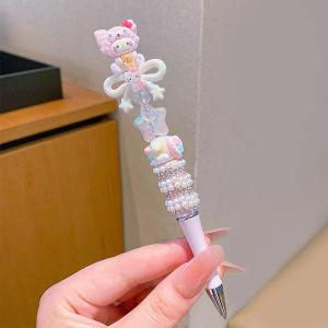 Sanrio | Cartoon Sparkling Diamond Bow Spinning Writing Pen Black Cute High Beauty Ballpoint Pen Birthday Gift for Girlfriend