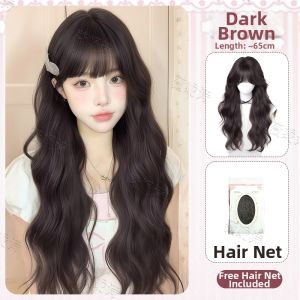 Egg Roll Air Bangs Natural Long Curly Full Head Wig