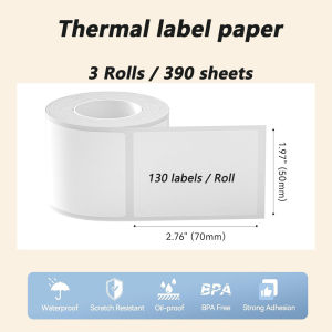 Thermal Labels Multi-Purpose White Self-Adhesive Label Paper for Phomemo M220 M110 M120 M200 M200/M220 Label Maker  3 Rolls