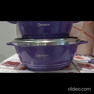 COLOR DARK PURPLE - DESSINI ITALY LOOSE (Original) Casserole Die Cast Aluminum Non Stick Pot Bowl Fry Pan Cookware Tool with Cover PERIUK