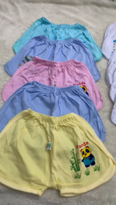 Combo 5 Quần đùi ngắn Cotton nền màu cho bé trai bé gái sơ sinh Chất cotton 100% Bossini - quần ngắn màu viền thể thao cho bé 3-32kg