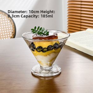 Creative Glass Milkshake Cup High Footed Ice Cream Cup Dessert Pudding Cup Yogurt Pudding Cup Simple Style Ins Wind Dessert Cup