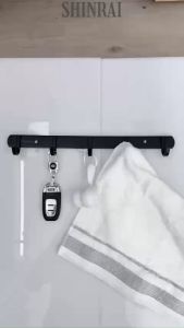 Móc Treo Đồ Nhà Tắm SHINRAI Móc Treo Quần Áo Dẹt Móc Treo Đồ Sau Cửa ( Dán Tường - INOX SUS304 Mạ Đen Titanium )