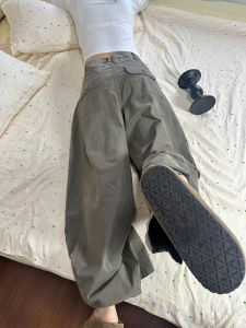 American Style Military Green Work Pants Womens High Waist Slim Multi-Pocket Casual Wide Leg Pants Autumn 2025 New Arrival