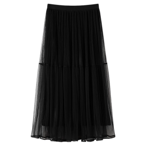 Váy nữ MiiOW bằng lưới cạp cao xếp ly thoải mái - mùa hè 2025