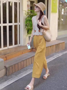 Quần Ống Rộng Ống Đứng Mỏng Mùa Hè Thường Ngày Cho Nữ Quần Ống Rộng Thoải Mái Cạp Cao Dài Đến Mắt Cá Chân Quần Ống Rộng