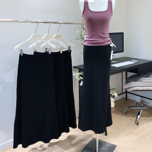 กระโปรงทรงหางปลาทรงเอเอวสูงทรงเข้ารูปสำหรับผู้หญิง ฤดูใบไม้ผลิและฤดูร้อน 2025 กระโปรงยาวคลุมเข่าสไตล์เกาหลี
